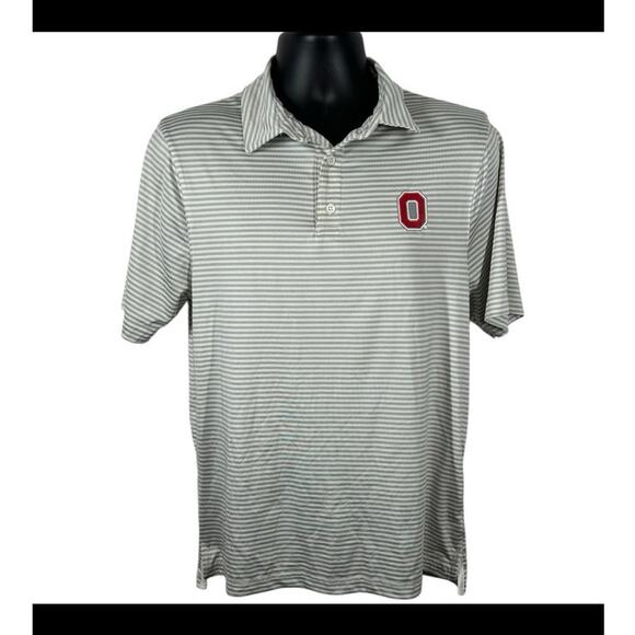 Ohio State Buckeyes Gray Striped Performance Polo Shirt Small - Picture 11 of 12